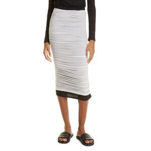 Simon Miller Women Mesh Macadamia Pluto Casual Ruched Midi Slim Skirt Size XS